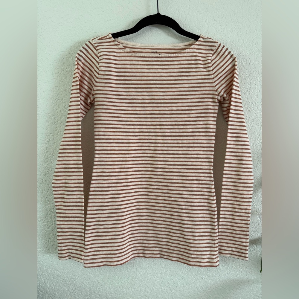 J. Crew Artist Metallic Stripe Long Sleeve Tee - Size XXS
